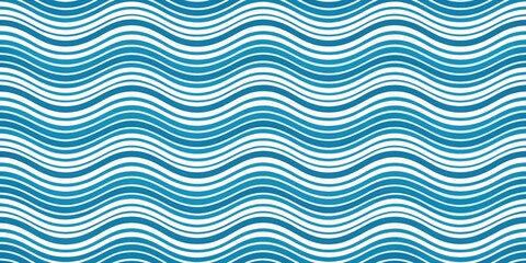 Seamless Pattern of Intertwined Wavy Lines in Blue and White