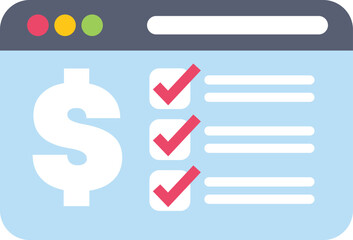 Fototapeta premium Website showing completed financial checklist with dollar sign representing online budget planning