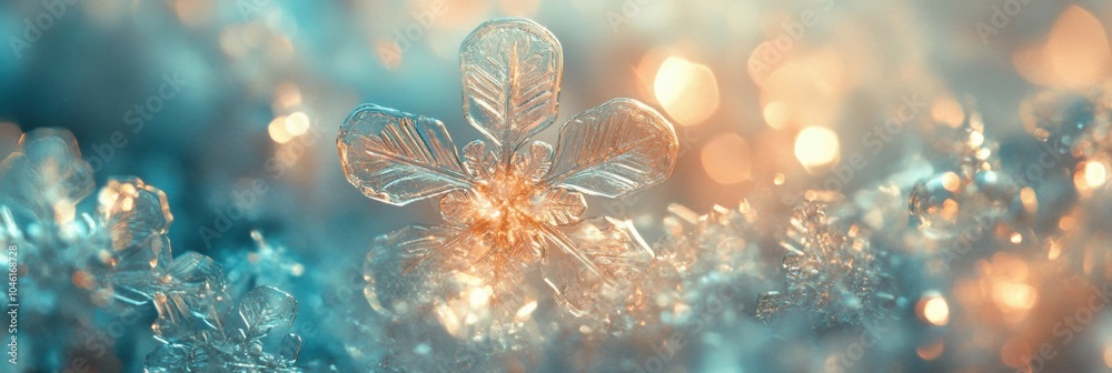Aufkleber delicate snowflake shapes radiate glowing icy shades, creating an enchanting atmosphere in a serene 