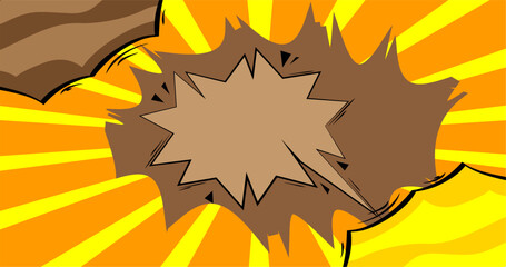 Cartoon brown and yellow background, comic book backdrop. Retro vector comics pop art design.