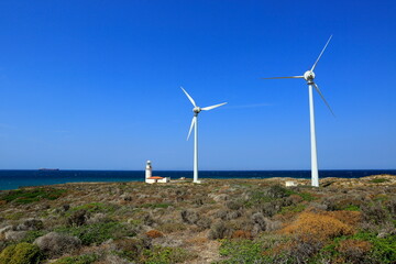 A view of Polente Lighthouse on Bozcaada Island. Turkey