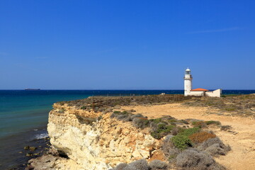 A view of Polente Lighthouse on Bozcaada Island. Turkey