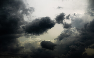 Cloud storm sky dark halloween background rain lightning thunder stoumy typhoon Nature light scene...