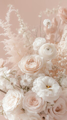 Fototapeta premium Aesthetic Phone Background of a White Flower Bouquet. Phone wallpaper.