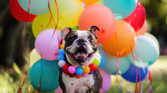 Dog Wearing Balloon Clothing - a cute and whimsical visual. The dog donning balloon clothing creates an endearing and imaginative scene.