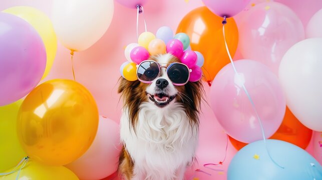 Dog Wearing Balloon Clothing - a cute and whimsical visual. The dog donning balloon clothing creates an endearing and imaginative scene.