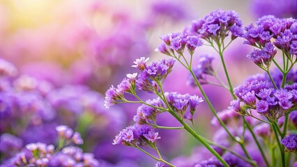 Naklejka premium A close-up of delicate purple blossoms with a soft, blurred background of similar flowers