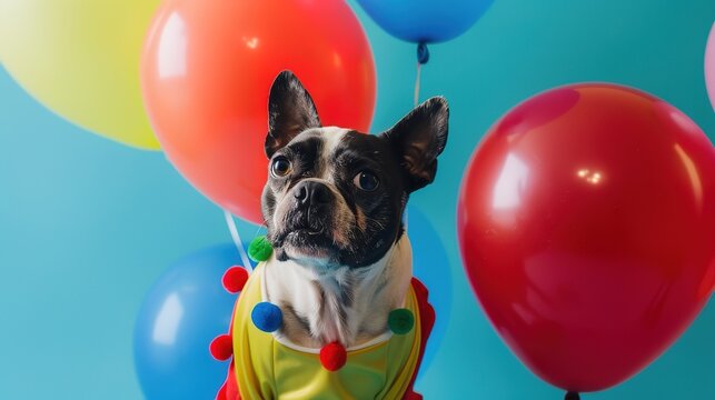 Dog Wearing Balloon Clothing - a cute and whimsical visual. The dog donning balloon clothing creates an endearing and imaginative scene.