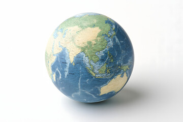 Fototapeta premium A detailed globe of the Earth, isolated on a bright white background. Perfect for educational, travel, or geography-related content. 