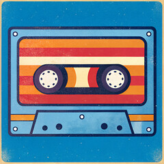 Naklejka premium audio cassette tape. cassette, audio, tape, music, retro, sound, isolated, old, vintage, record, stereo, magnetic, white, plastic, analogue, recording, object, media, obsolete, audio cassette, play, e