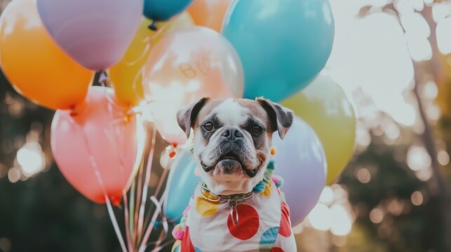 Dog Wearing Balloon Clothing - a cute and whimsical visual. The dog donning balloon clothing creates an endearing and imaginative scene.