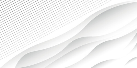 Obraz premium White wave line abstract background design. Digital white wave curve sculpture abstract graphic poster. Vector illustration.