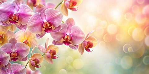 Fototapeta premium Delicate Orchid Blossoms Against a Dreamy Bokeh Background