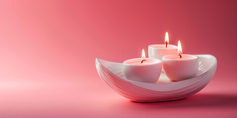 a group of candles on a pink background, Group of Candles Against a Soft Pink Background, 
