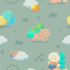 Repeat pattern, cute cartoon