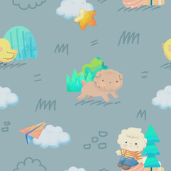 Repeat pattern, cute cartoon