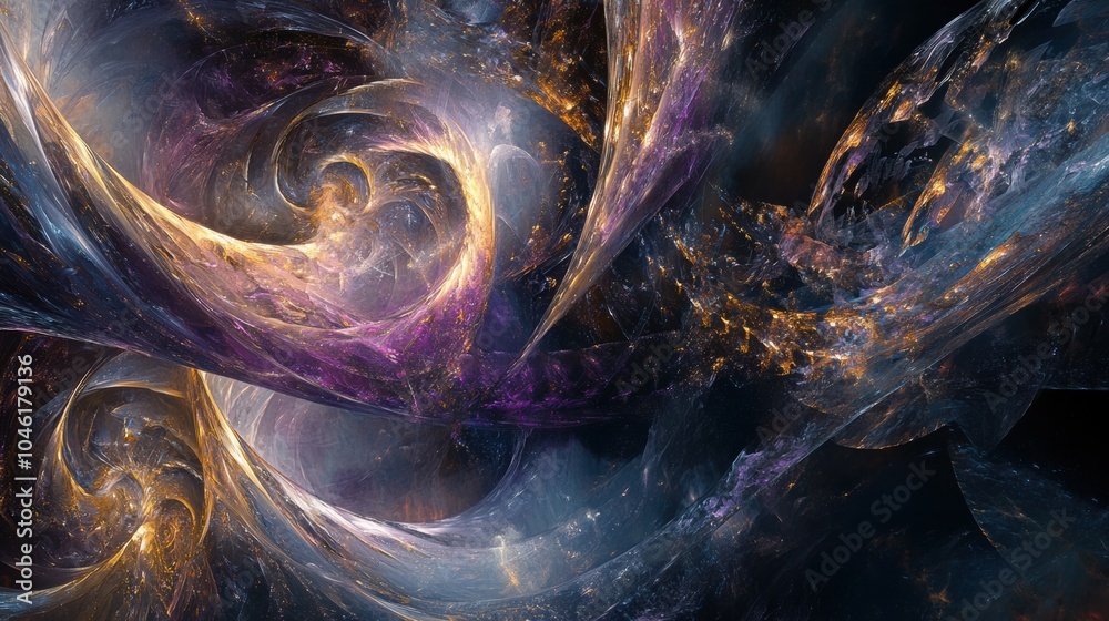 Leinwandbilder this artwork features dynamic swirling patterns in rich colors, creating an enchanting cosmic atmosp