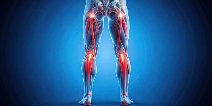 Stock photo of trigger points and reflected pain in the hamstring muscles
