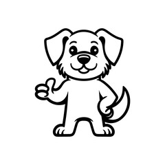 dog character cartoon drawing coloring line art style sketch classic vintage design illustration