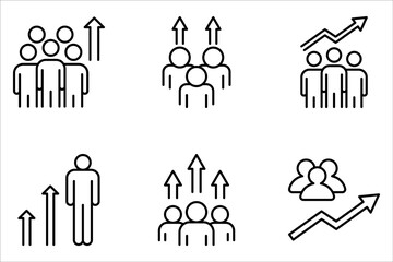 population growth icon, global demography, people evolution chart on white background
