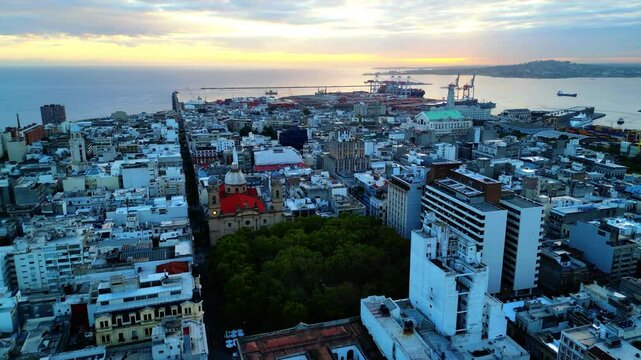 Old City of Montevideo at Sunset