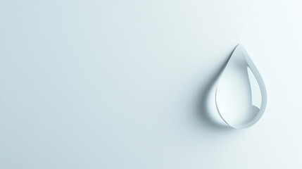 Fototapeta premium Hydration concept,clear water droplet remains suspended on a plain white background,reflecting light and showcasing its delicate shape in a serene,minimalist composition,copy space