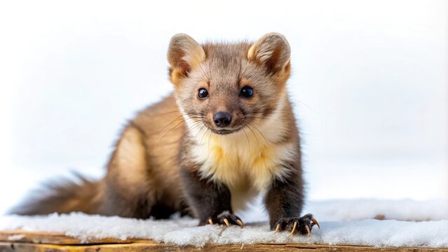 Stone marten or Beech marten Martes foina isolated on white background