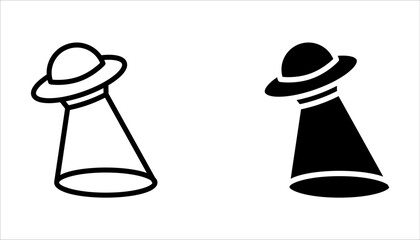 Set of Spaceship UFO icon collection on white background