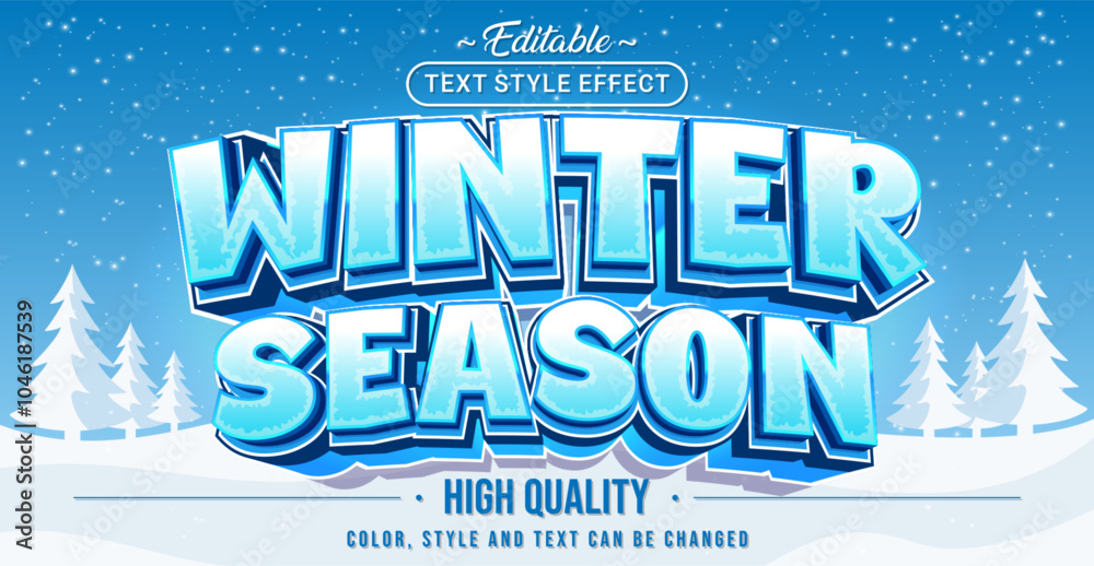 Poster editable text style effect - winter season text style theme.