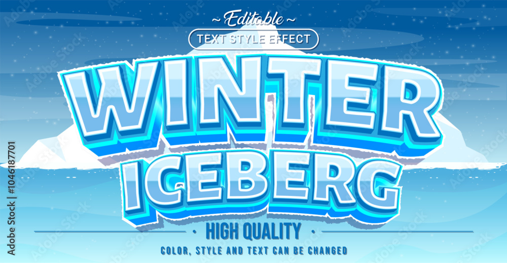 Poster Editable text style effect - Winter Iceberg text style theme.