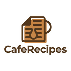 cafe recipes flat minimalist logo design