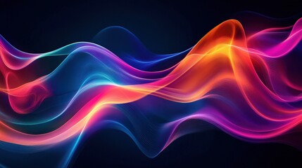 Abstract Neon Waves   Colorful Digital Art Background