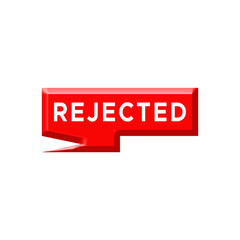 3D Red Rejection label tag with text rejected. illustration isolated 