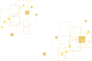 舞うイチョウ、紅葉、秋、金色の線の構成　日本文化　日本の伝統　背景素材（アブストラクト）透明の背景