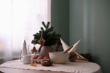 A Cozy Winter Table Setting with Beautiful and Vibrant Decor to Create a Warm Atmosphere