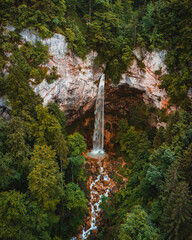 Wildensteiner Waterfall in Austria Aerial Drone View