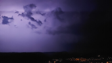 Lightning Striking Illuminating the Night Sky