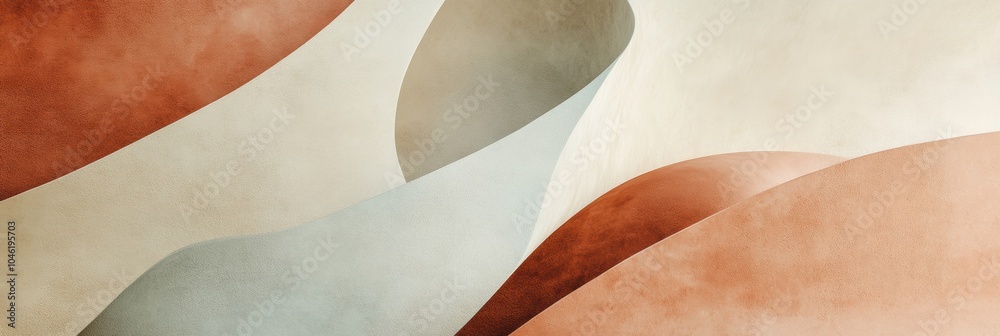 Poster gentle curves and swirls in muted natural shades evoke a sensation of calm, merging fluid shapes and