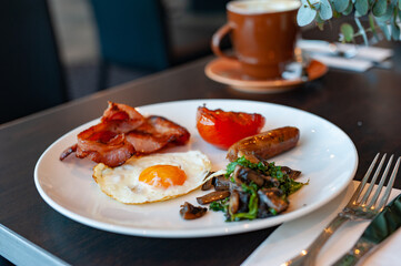 Traditional English breakfast in hotel
