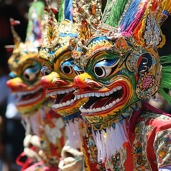Obraz premium Global festivals featuring traditional dance masks
