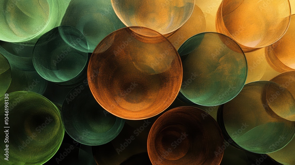 Poster warm brown and green circular tea cup shapes are artfully arranged, creating a cozy and inviting fee