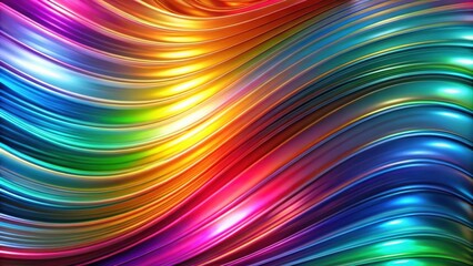 Naklejka premium Rainbow chrome iridescent sweep image with vibrant colors and dynamic movement, rainbow, chrome, iridescent,sweep