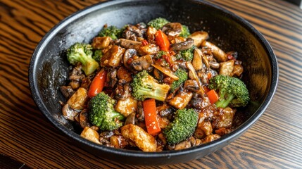 Fototapeta premium Colorful Stir-Fry with Chicken and Vegetables