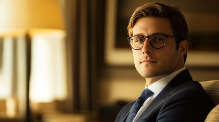 Fototapeta premium A middle-aged man dressed in a business suit posing with folded arms against Generative AI