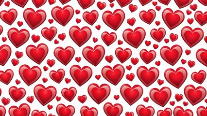 Red hearts seamless pattern on white background, love, romantic, Valentine's Day, red, cute, design, wallpaper