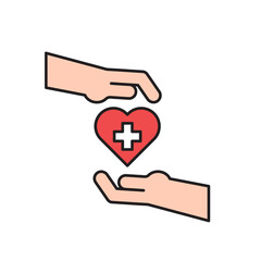 Obraz premium Health Care Hand Icon Heart Plus