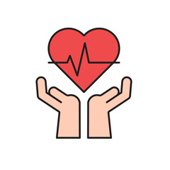 Health Care Hand Icon Heart Rate