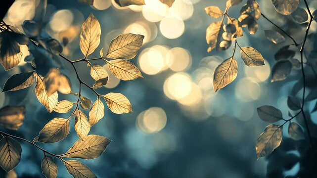 under gold leaf tree shad with bokeh light