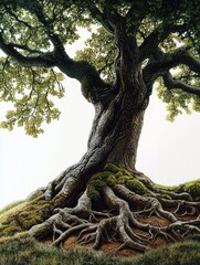 Detailed Portrait of an Ancient Oak Tree