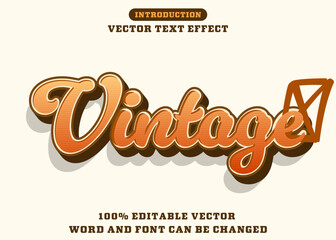Editable text effect Vintage Retro 3d template vector